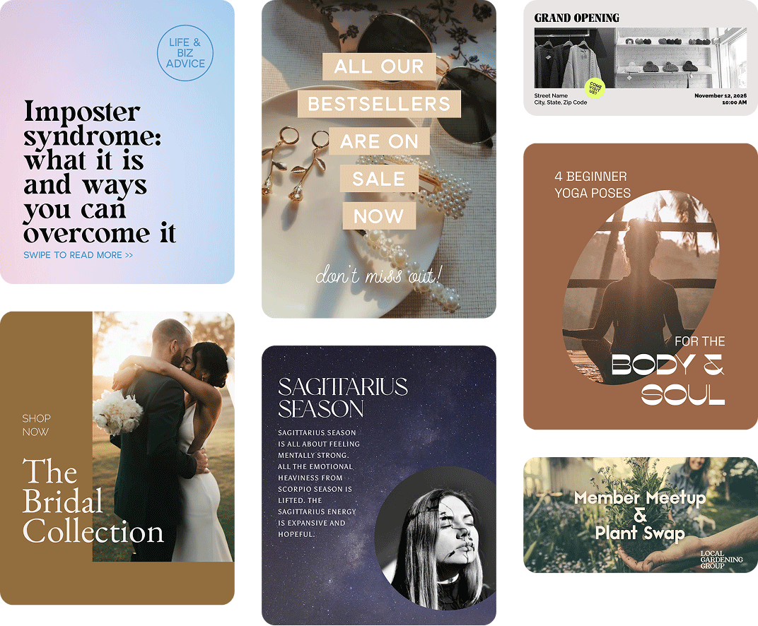 Facebook post designs created with Word Swag