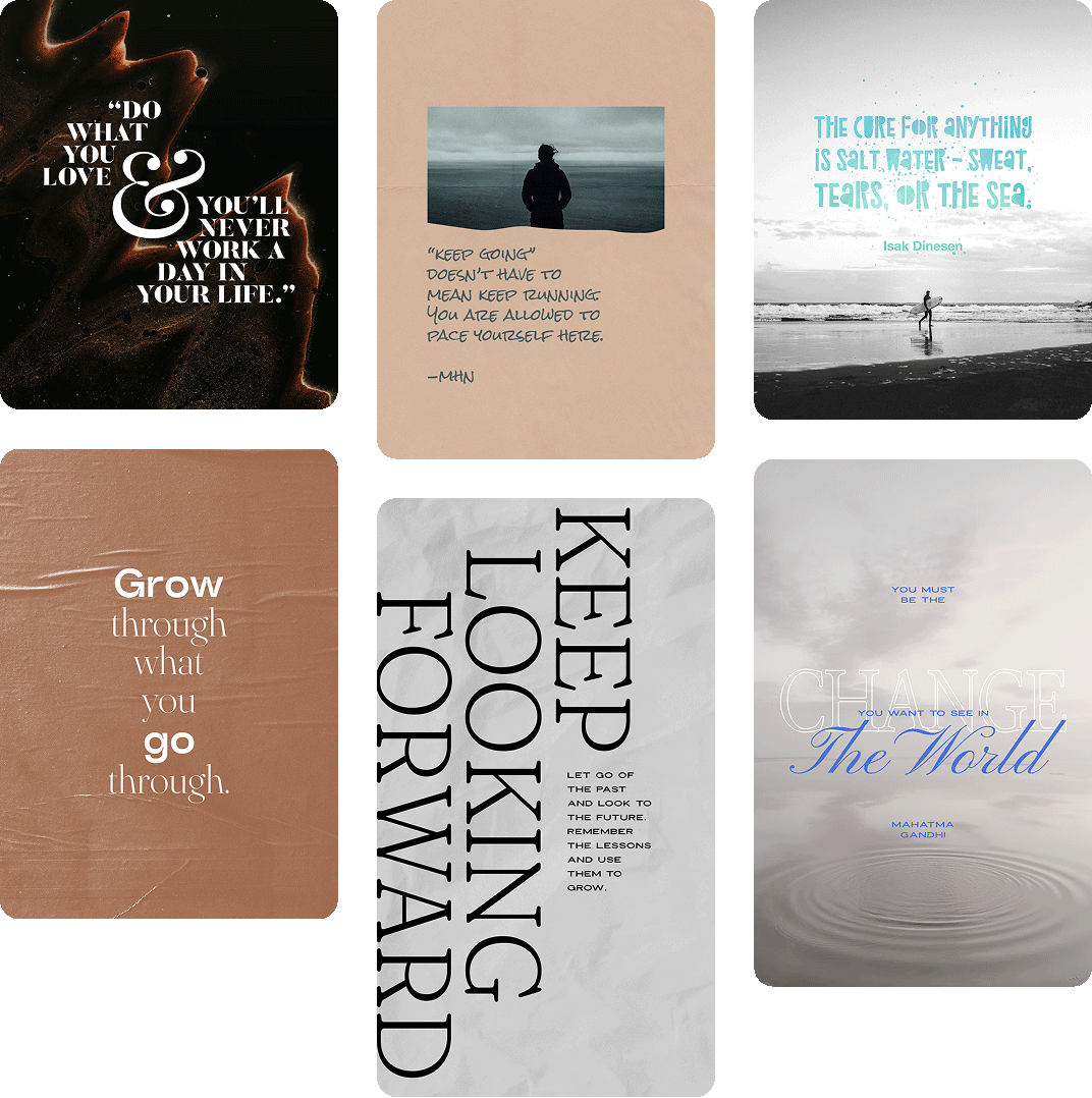 Gallery of quote posts created with Word Swag